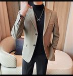 Luxury Business Blazers Men's Zipper Design Slim Fit Casual Office Social Suit Blazer Banquet Party Wedding Groom Dress Coat