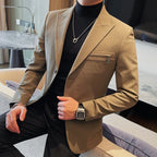 Luxury Business Blazers Men's Zipper Design Slim Fit Casual Office Social Suit Blazer Banquet Party Wedding Groom Dress Coat