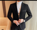 Luxury Business Blazers Men's Zipper Design Slim Fit Casual Office Social Suit Blazer Banquet Party Wedding Groom Dress Coat