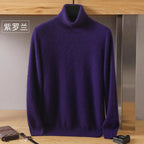 Men's 100% pure Mink velvet Cashmere Sweater High Lapels Pullovers Knitted Winter New Tops Long Sleeve High-End Jumpers
