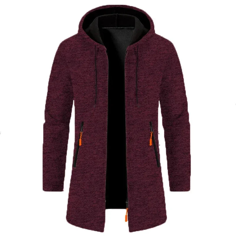 New Mens Long Sleeve Hooded Sweater for Men Zipper Sweatshirts Oversize Streetwear Warm Solid Color Autumn Jacket Hoodie Men