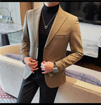 Luxury Business Blazers Men's Zipper Design Slim Fit Casual Office Social Suit Blazer Banquet Party Wedding Groom Dress Coat