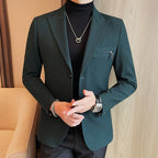 Luxury Business Blazers Men's Zipper Design Slim Fit Casual Office Social Suit Blazer Banquet Party Wedding Groom Dress Coat