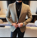 Luxury Business Blazers Men's Zipper Design Slim Fit Casual Office Social Suit Blazer Banquet Party Wedding Groom Dress Coat