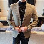 Luxury Business Blazers Men's Zipper Design Slim Fit Casual Office Social Suit Blazer Banquet Party Wedding Groom Dress Coat