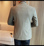 Luxury Business Blazers Men's Zipper Design Slim Fit Casual Office Social Suit Blazer Banquet Party Wedding Groom Dress Coat
