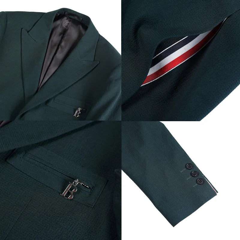 Luxury Business Blazers Men's Zipper Design Slim Fit Casual Office Social Suit Blazer Banquet Party Wedding Groom Dress Coat