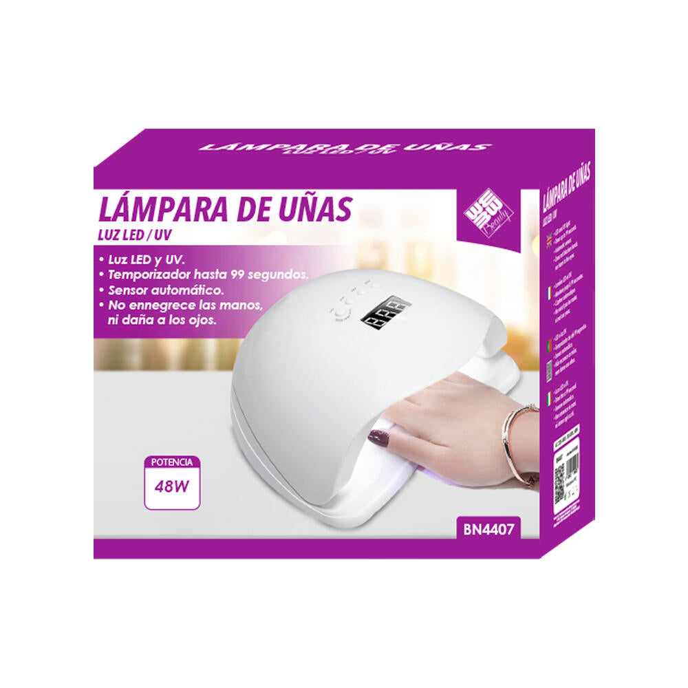 Lampara Secadora de Uñas 36 LED UV Secado Rápido con Sensor Inteligente 48W