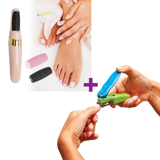 Pack Lima Eléctrica Para Durezas De Los Pies & Cortauñas Con Luz LED
